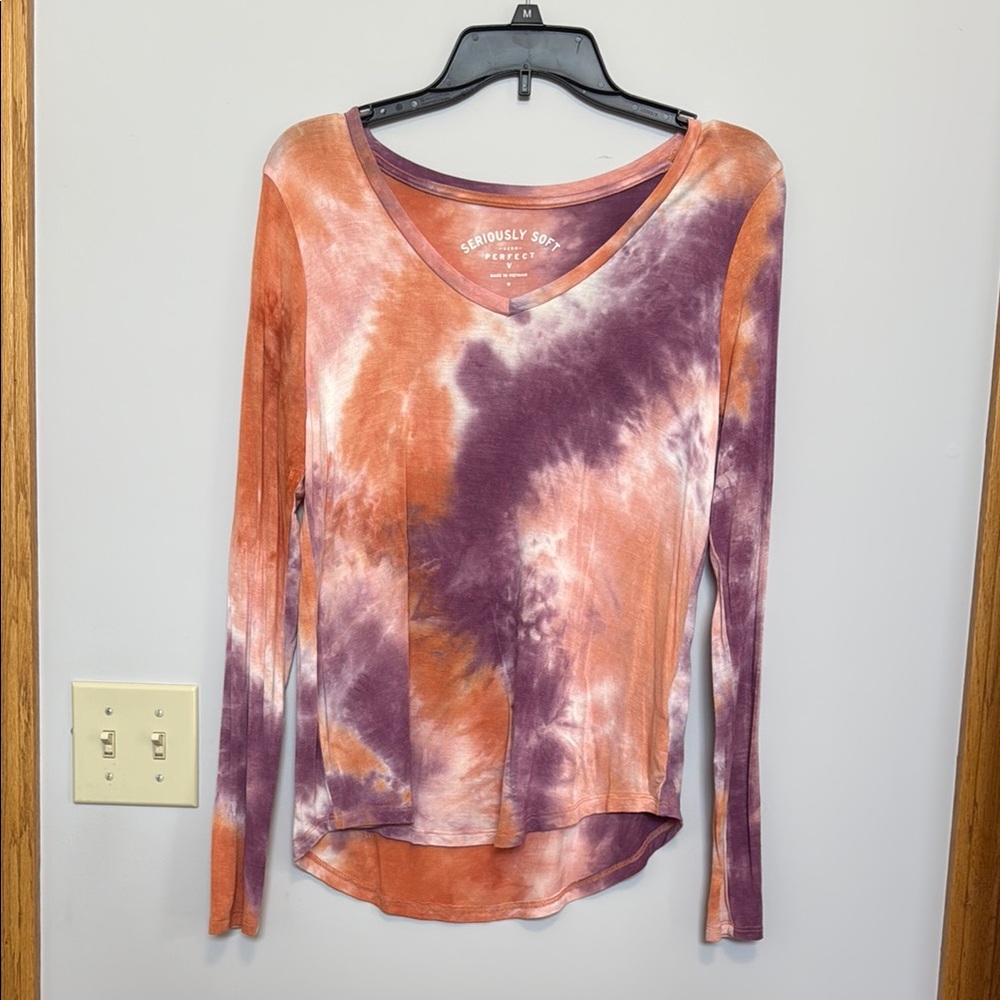 Vibrant Orange and Purple Long Sleeve Tee